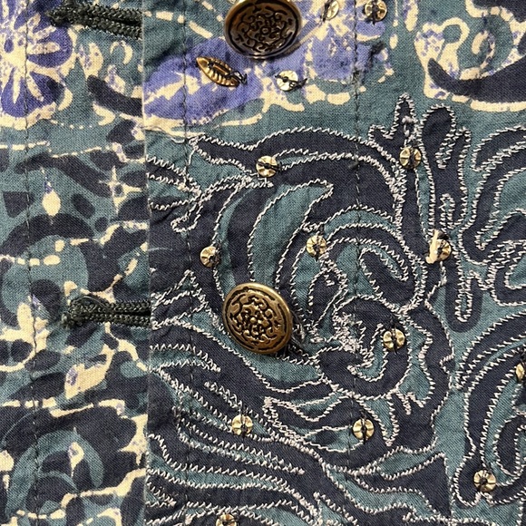 Chico's SIZE 1- Jacket Batik Design with Silver Embellishment Accents Size - Picture 3 of 13